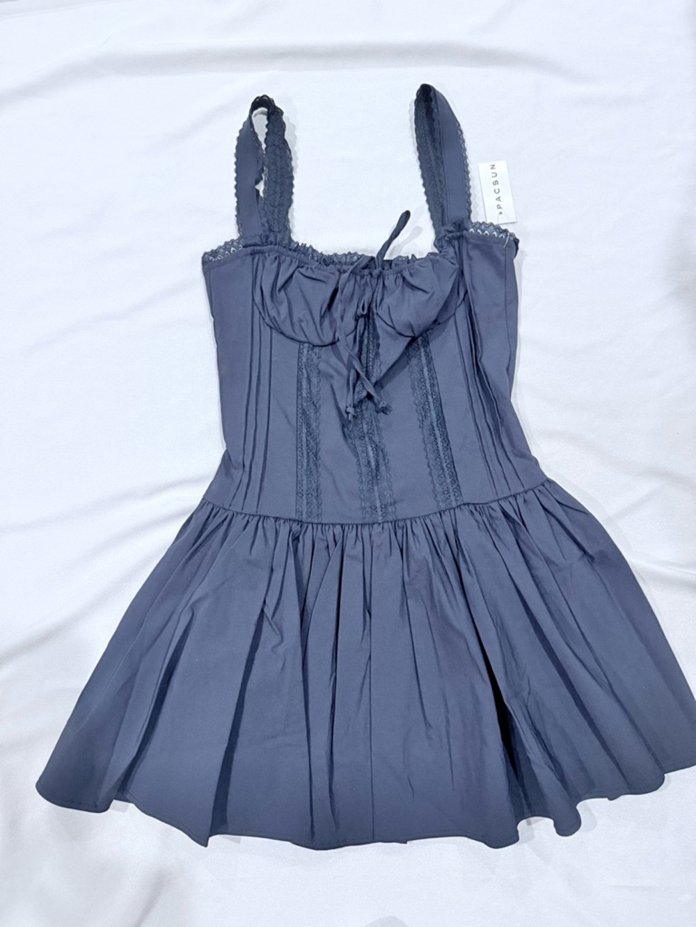 PacSun Navy Blue Lace-Trim Camisole Dress - Picture 2 of 6